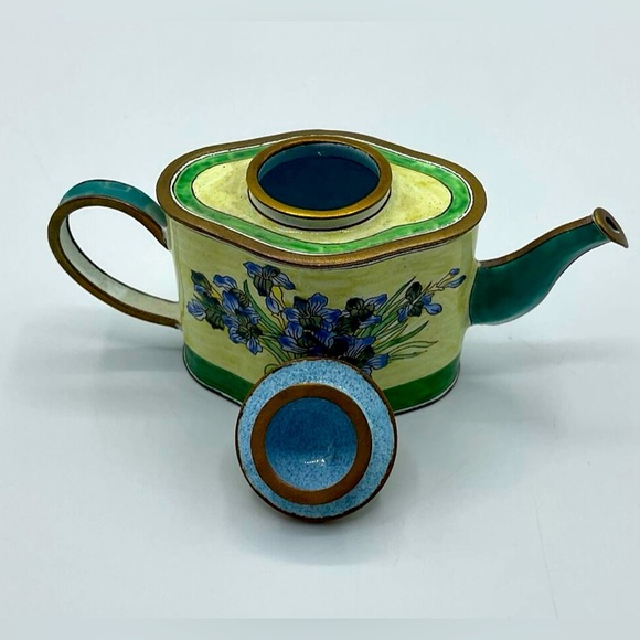 Kelvin Chen Enamel Metal Miniature Teapot Figure Vincent Van Gogh Purple Irises - Picture 6 of 9